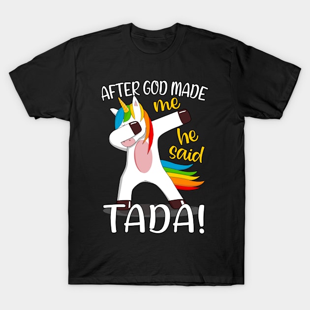 Religion Christ Humor Cock Unicorn God Religious T-Shirt by auviba-design